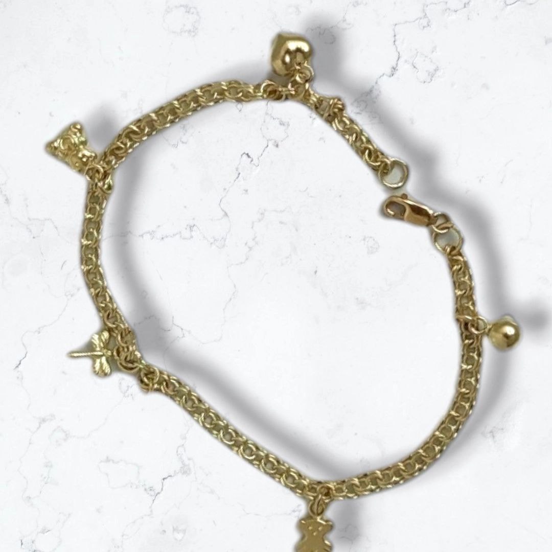 esclava oro laminado 18k mujer con dijes