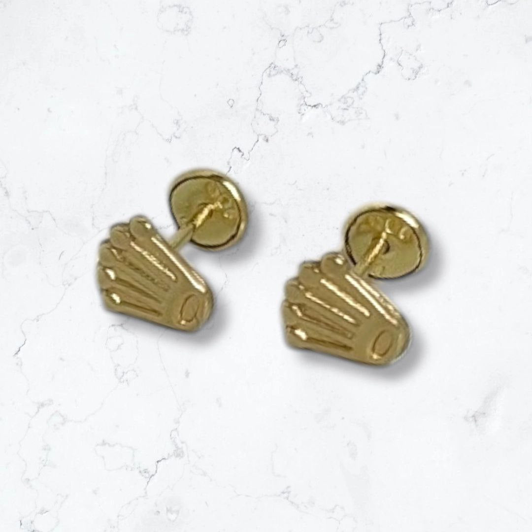 Aretes hombre Oro Laminado 18k Corona Anti alérgico