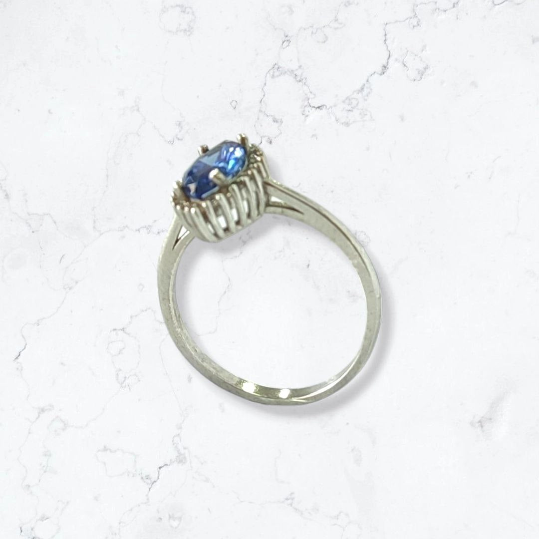 Anillo Plata925 Mujer Con Circon Azul