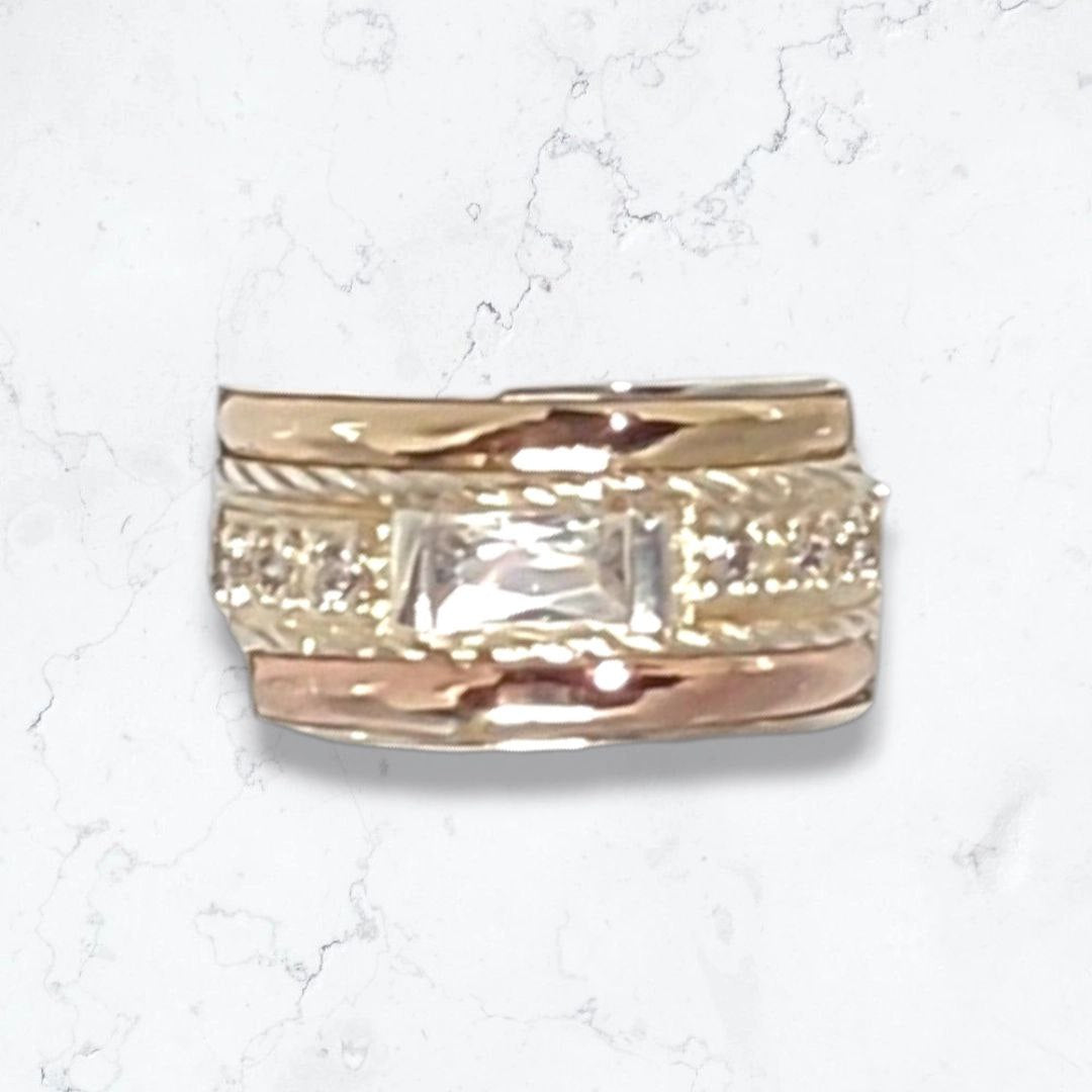 Anillo Oro rosa y Plata Mujer Con Circon