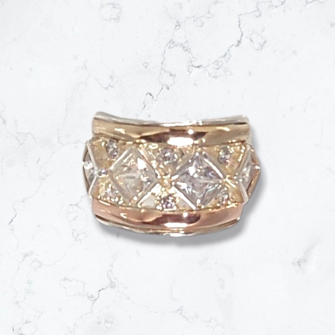 Anillo mujer Oro Plata con Circones Blancos
