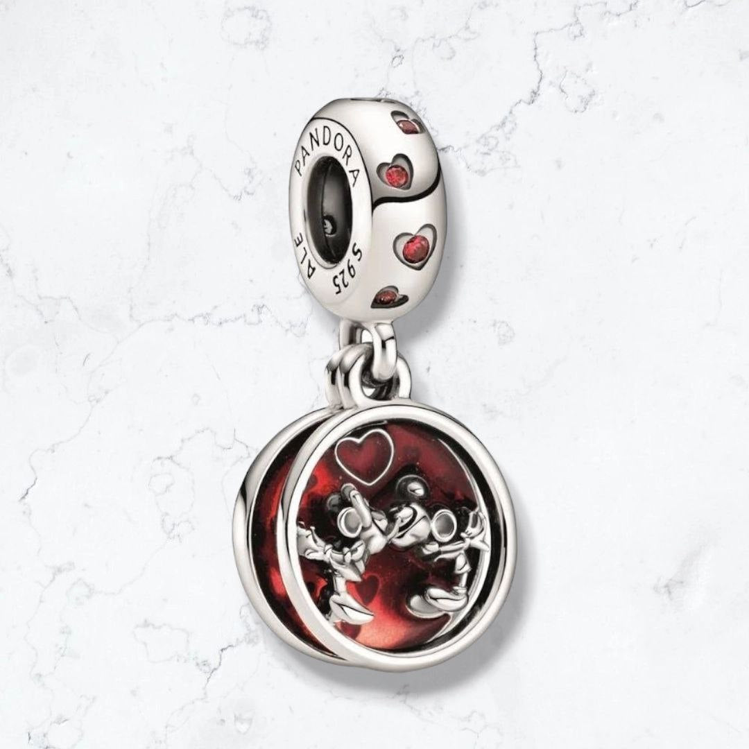 Dije Charm Mikey y Minnie Beso Plata925