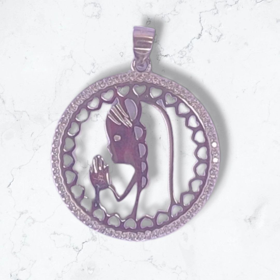 Dije Virgen Grande en Plata925 Italiana redondo