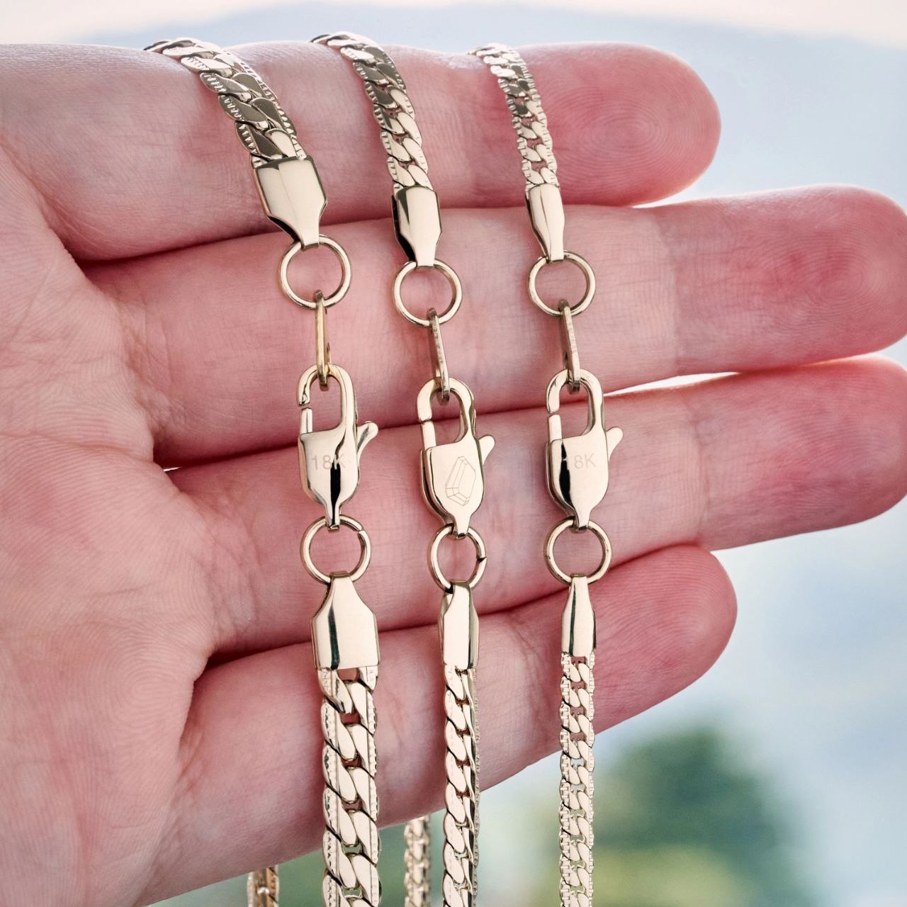 Cadena Gravada Oro laminado18K