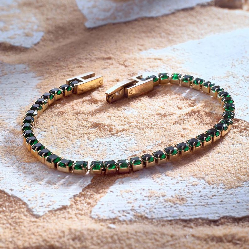 Pulsera Esclava Tennis en Oro Laminado18k Hombre