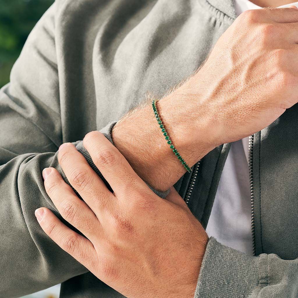 Pulsera Esclava Tennis en Oro Laminado18k Hombre