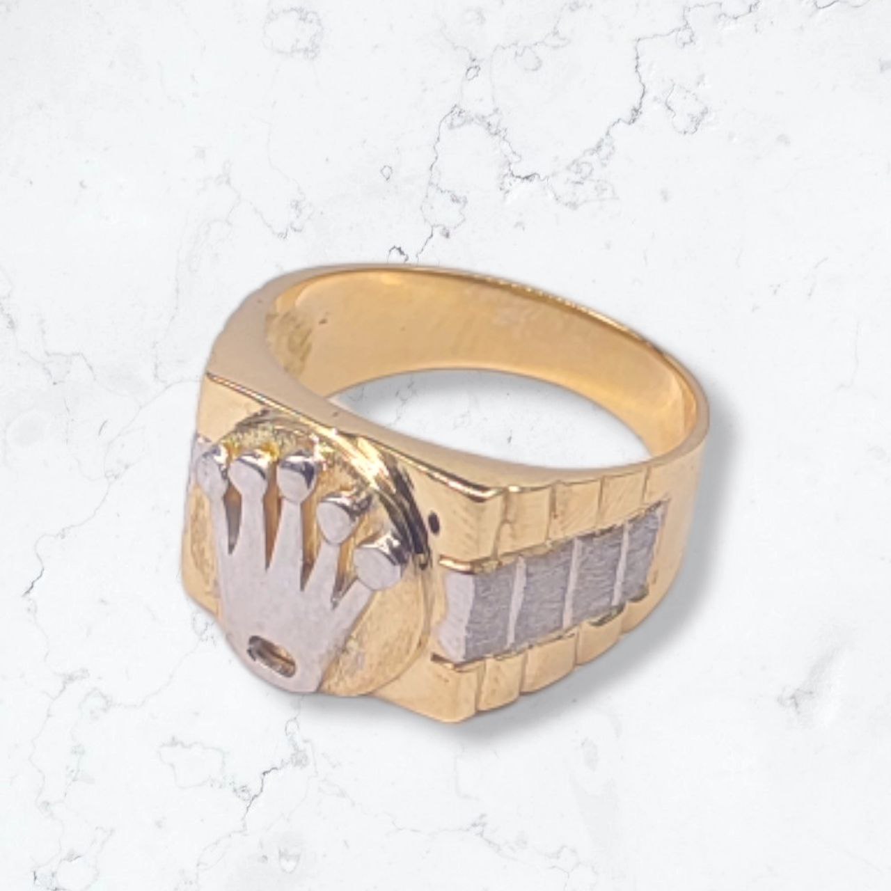 Anillo Hombre Oro 18k Diseño Exclusivo Corona Brillo Encanto