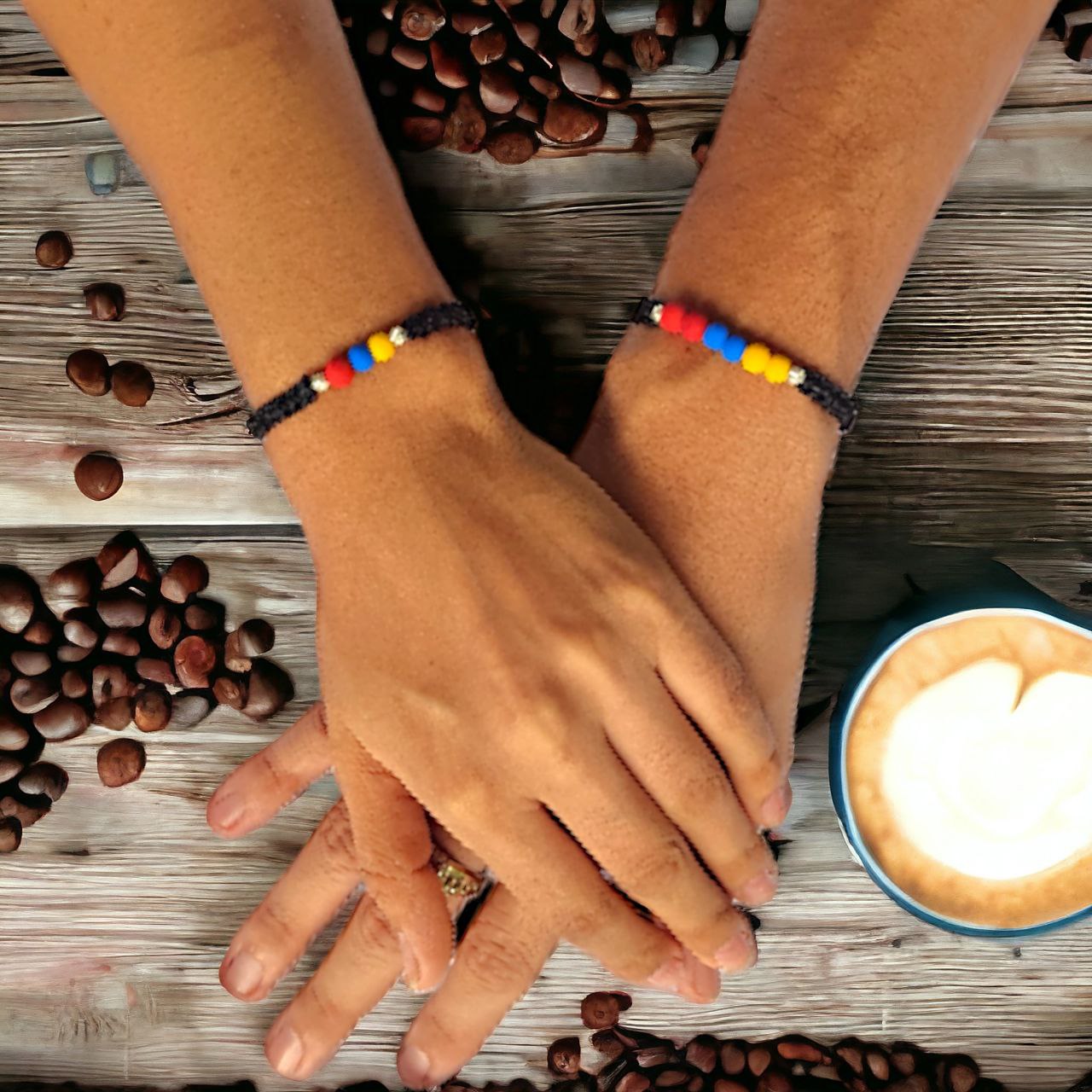 Pulseras Manillas de Pareja Plata 925 Amor y el Orgullo Colombiano