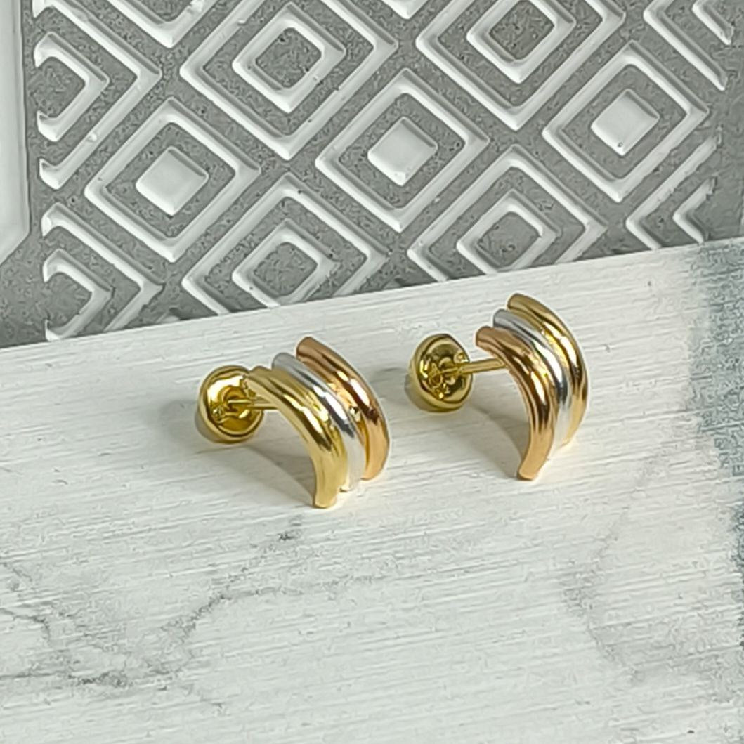 Anti-allergenic Women's Topos Earrings in 3 18k Gold Laminated