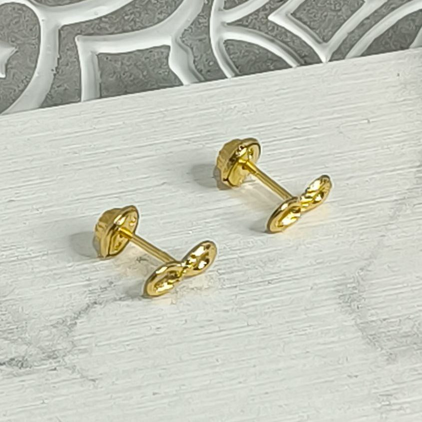 Anti-allergy Earrings with Safety Polka Dots in 18k Gold Plated Infinity