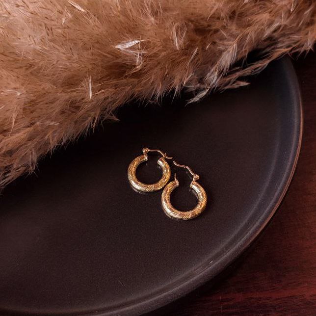 Small Candongas for Women, 18k Gold Plated, Elegant