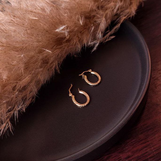 Casual Oval Anti-Allergy Candongas for Women, 18K Gold Plated