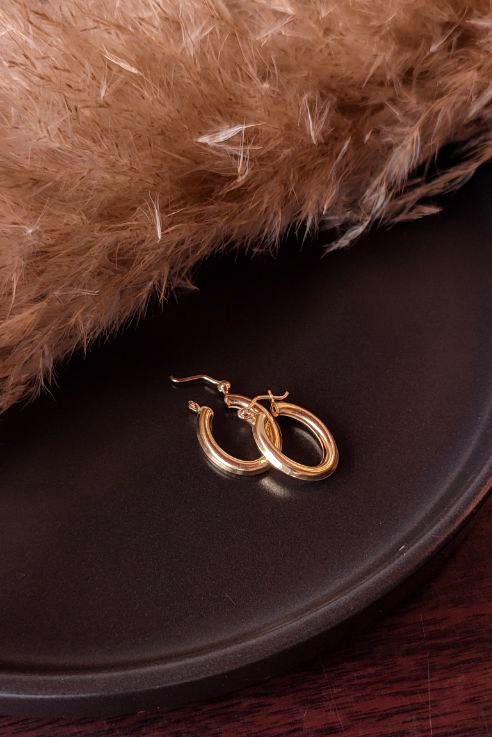 Women's 18k Gold Plated Candongas Fashion Medium Gold Earrings