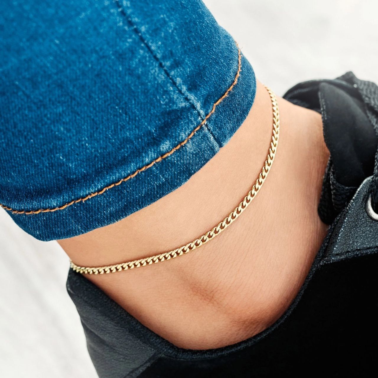 Unisex 18K Gold Plated Cuban Anklet