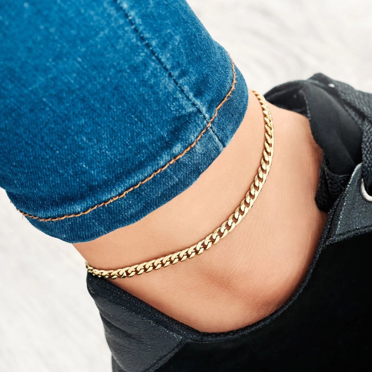 Unisex 18K Gold Plated Cuban Anklet