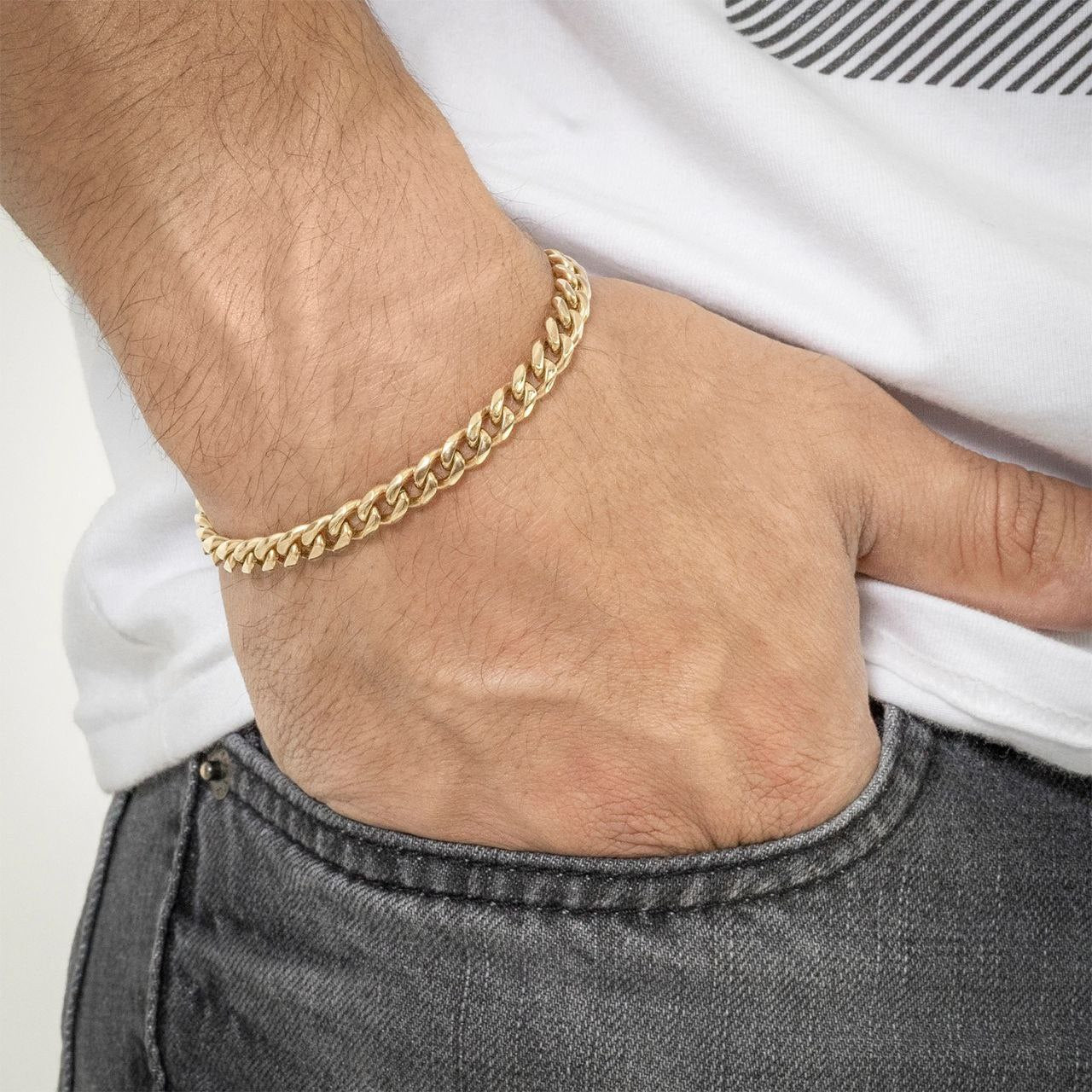 Pulsera Manilla Cubana Oro lamiando 18K hombre