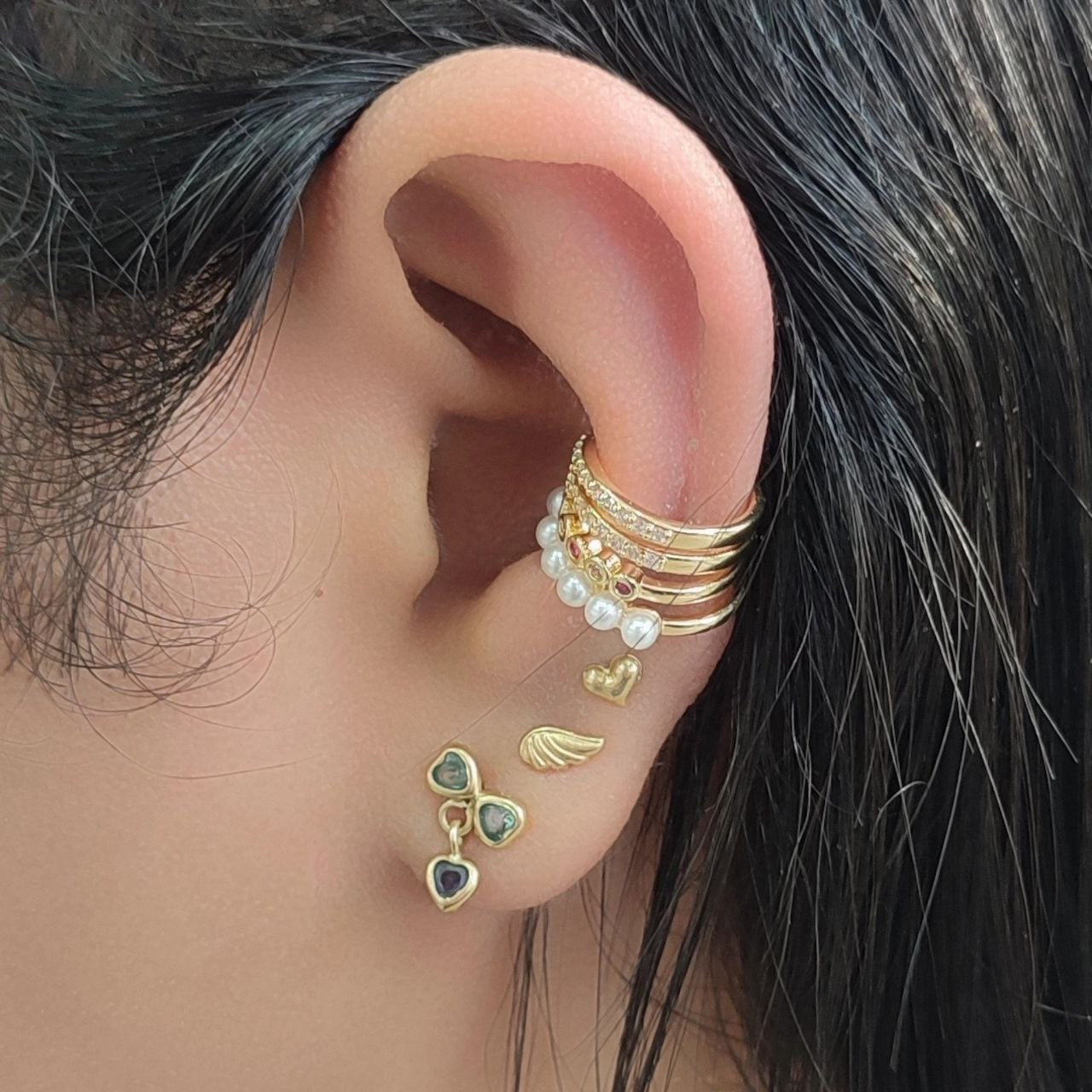 Earcuff Dorado Rodio Perlado