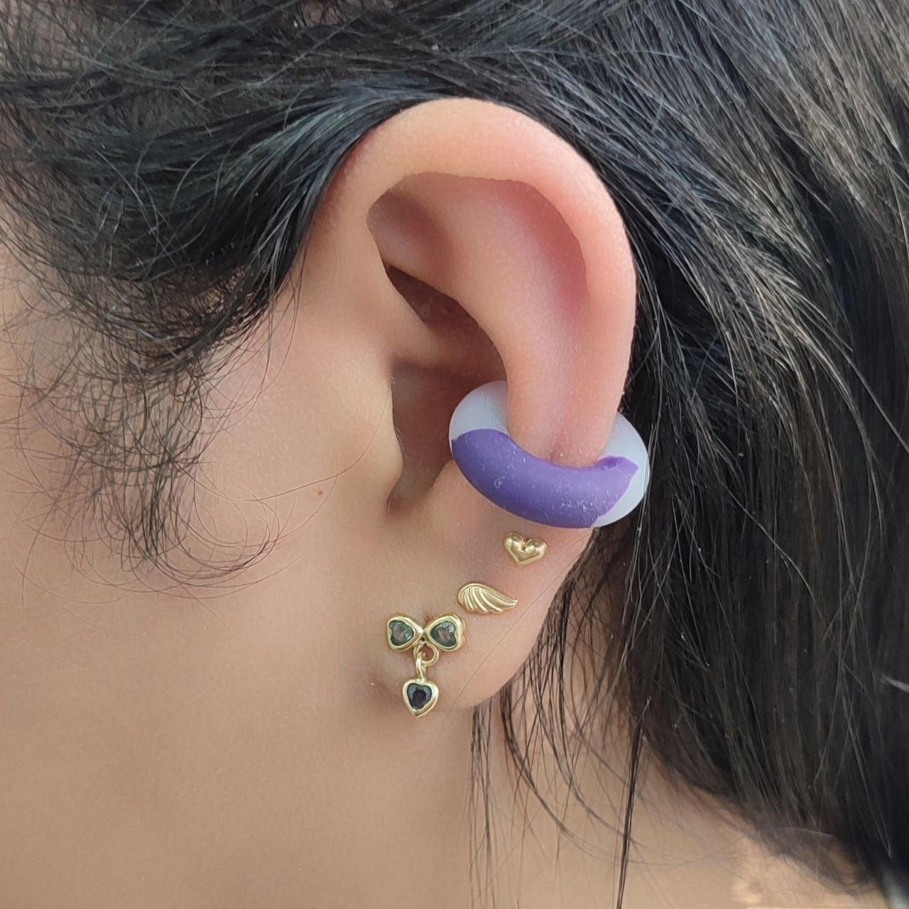 Earcuff Neopreno Violeta Camuflado