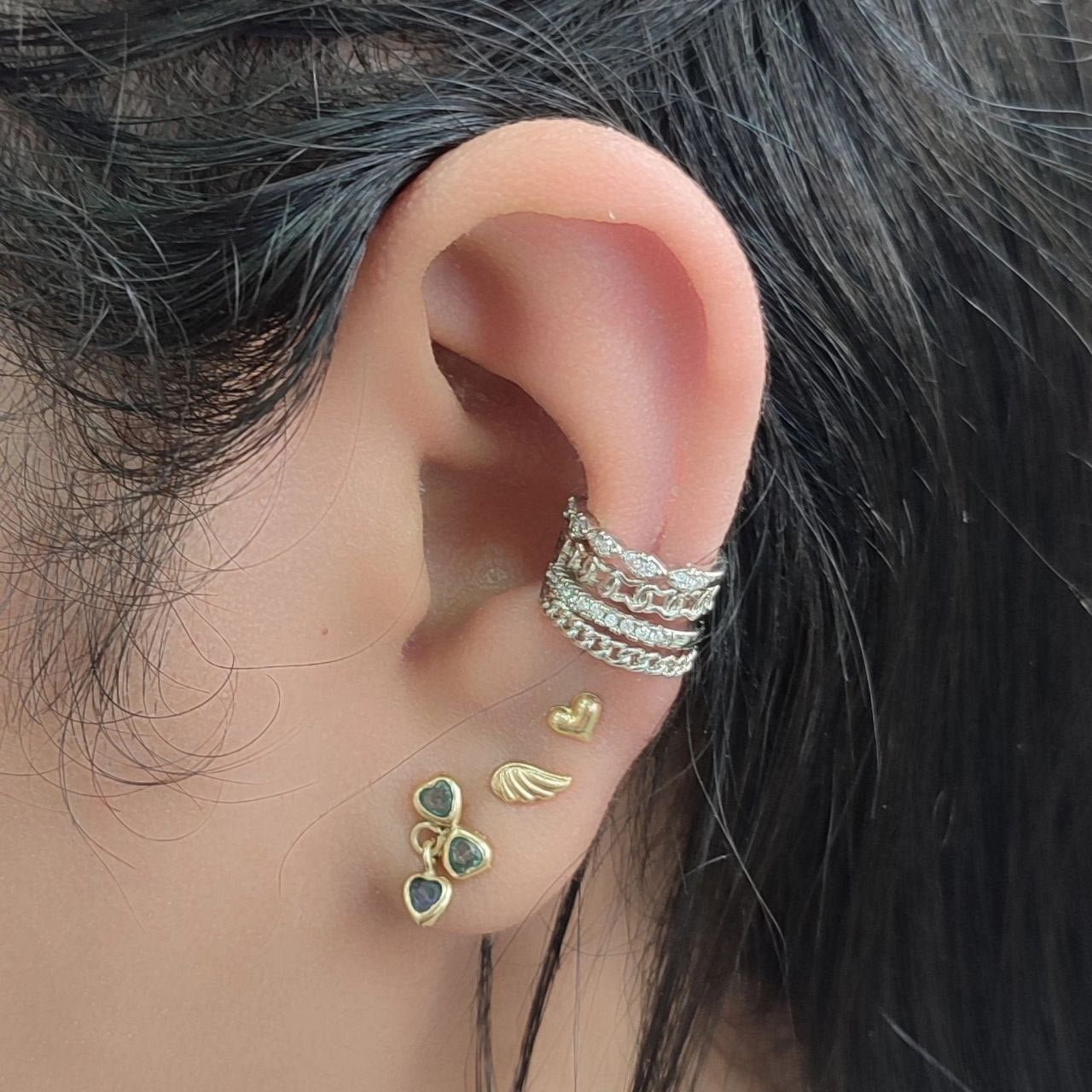 Earcuff Plateado Circones Elegantes