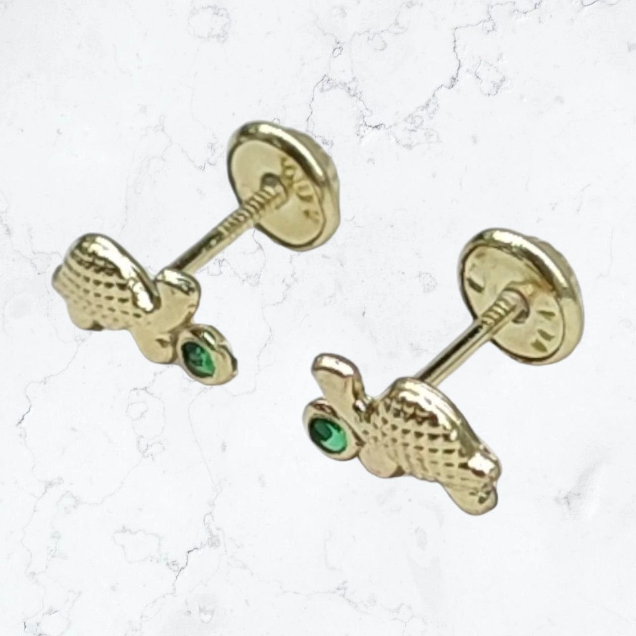 18k Gold-Laminated Turtle Anti-Allergy Earrings