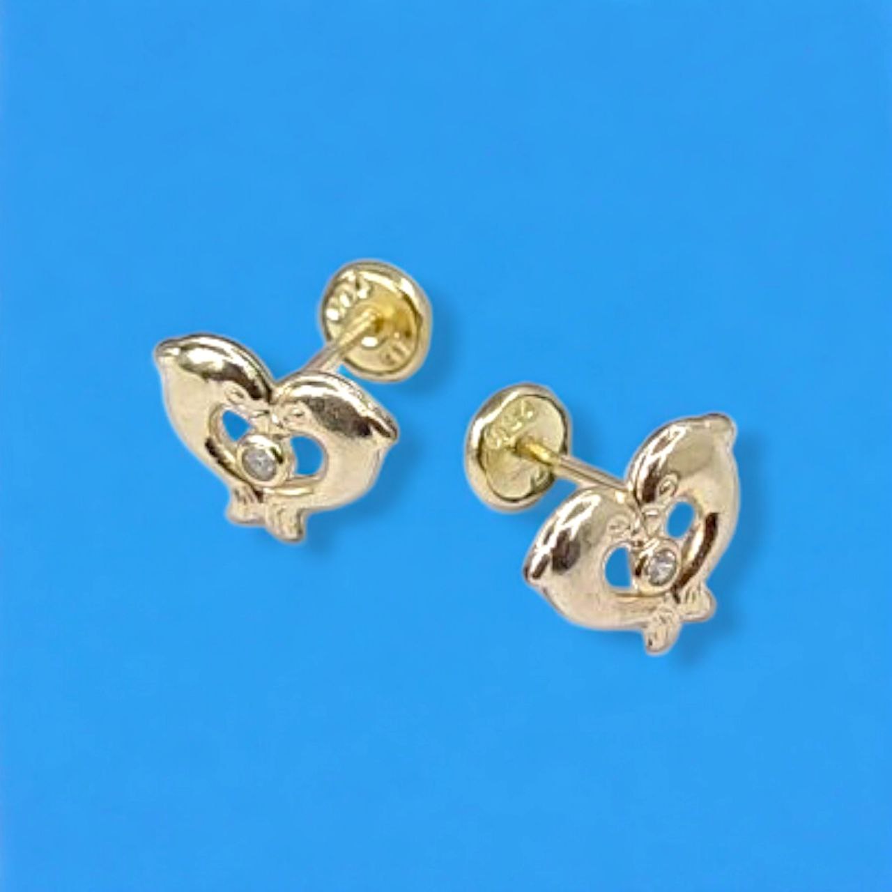 18k Gold Plated Dolphin Heart Earrings Anti-Allergy