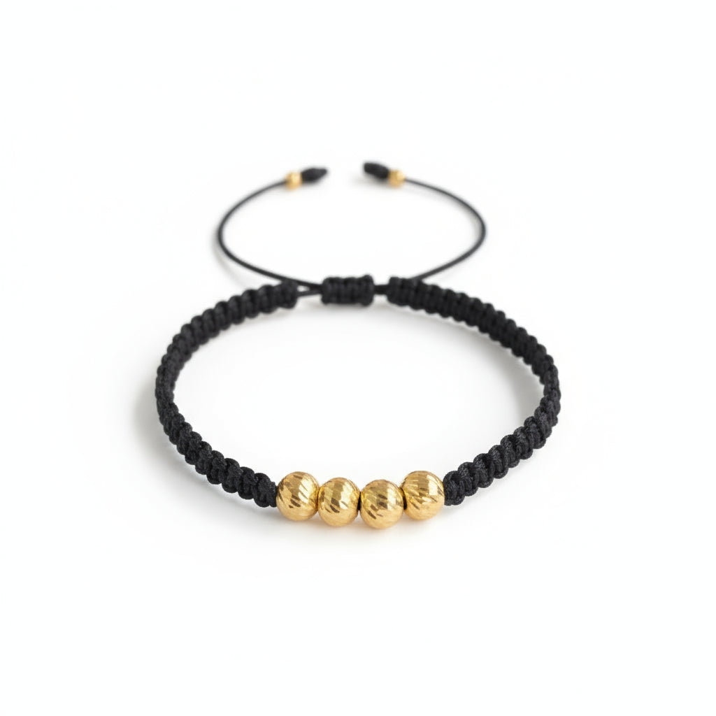 Pulsera bolas diamantada oro amarillo 18K hecha a mano