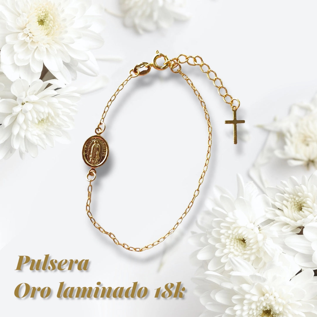 Pulsera Esclava Virgen Delicada en Oro Laminado18k Dama