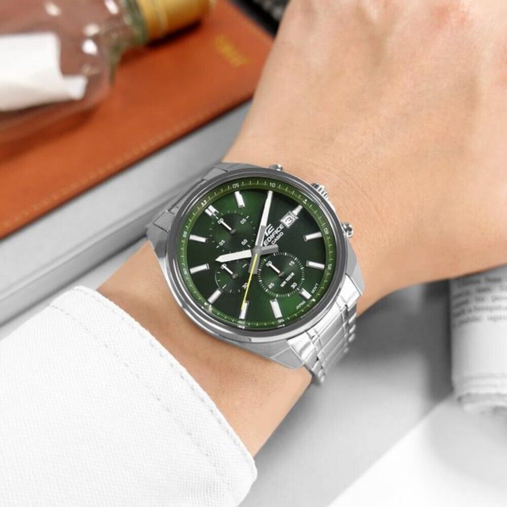 Reloj Edifice Casio Original Acero Ejecutivo Verde Hombre EFV-610D-3CVUDF