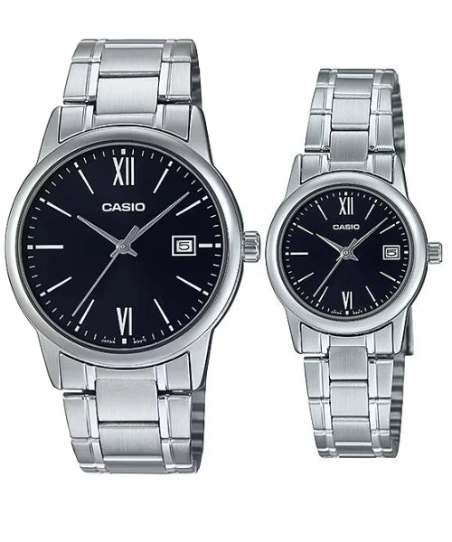 Reloj Casio De Pareja En Acero V002D-1B3