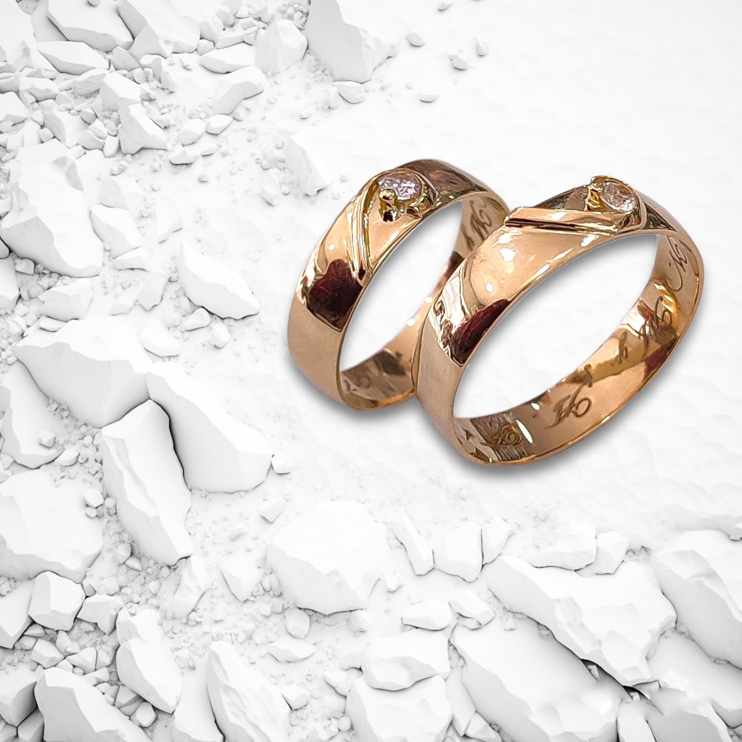 Anillos Argollas Matrimonio Valeta Oro18K Brillo Encanto