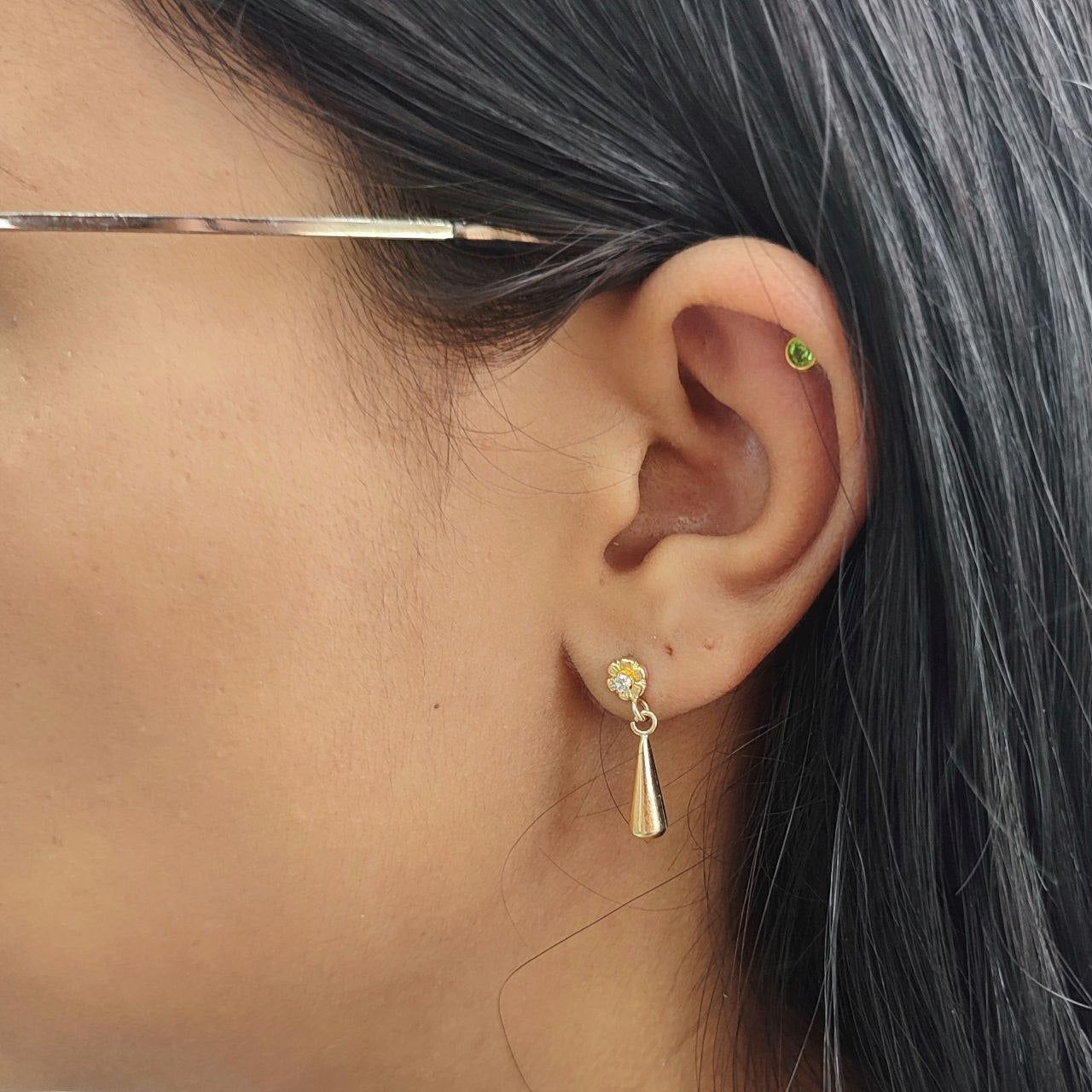Aretes Anti alérgicos Colgantes Mujer Oro Laminado18K Brillo Encanto