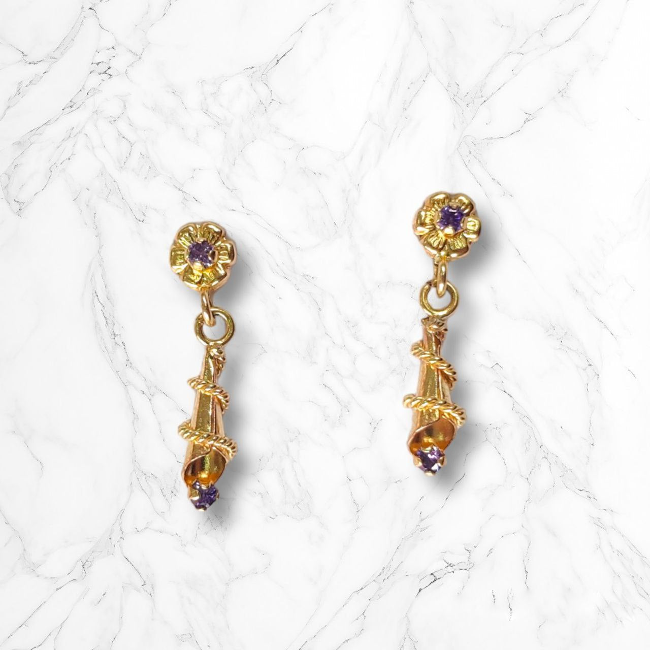 Aretes Anti alérgicos Seguridad Colgantes Mujer Oro Laminado18K Brillo Encanto