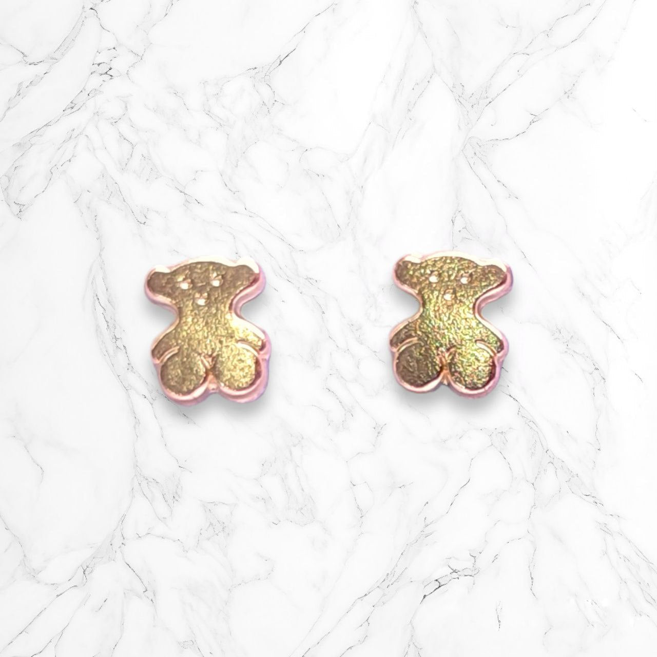 Aretes Anti alérgicos Seguridad Osos Mujer Oro Laminado 18k Pequeños Brillo Encanto