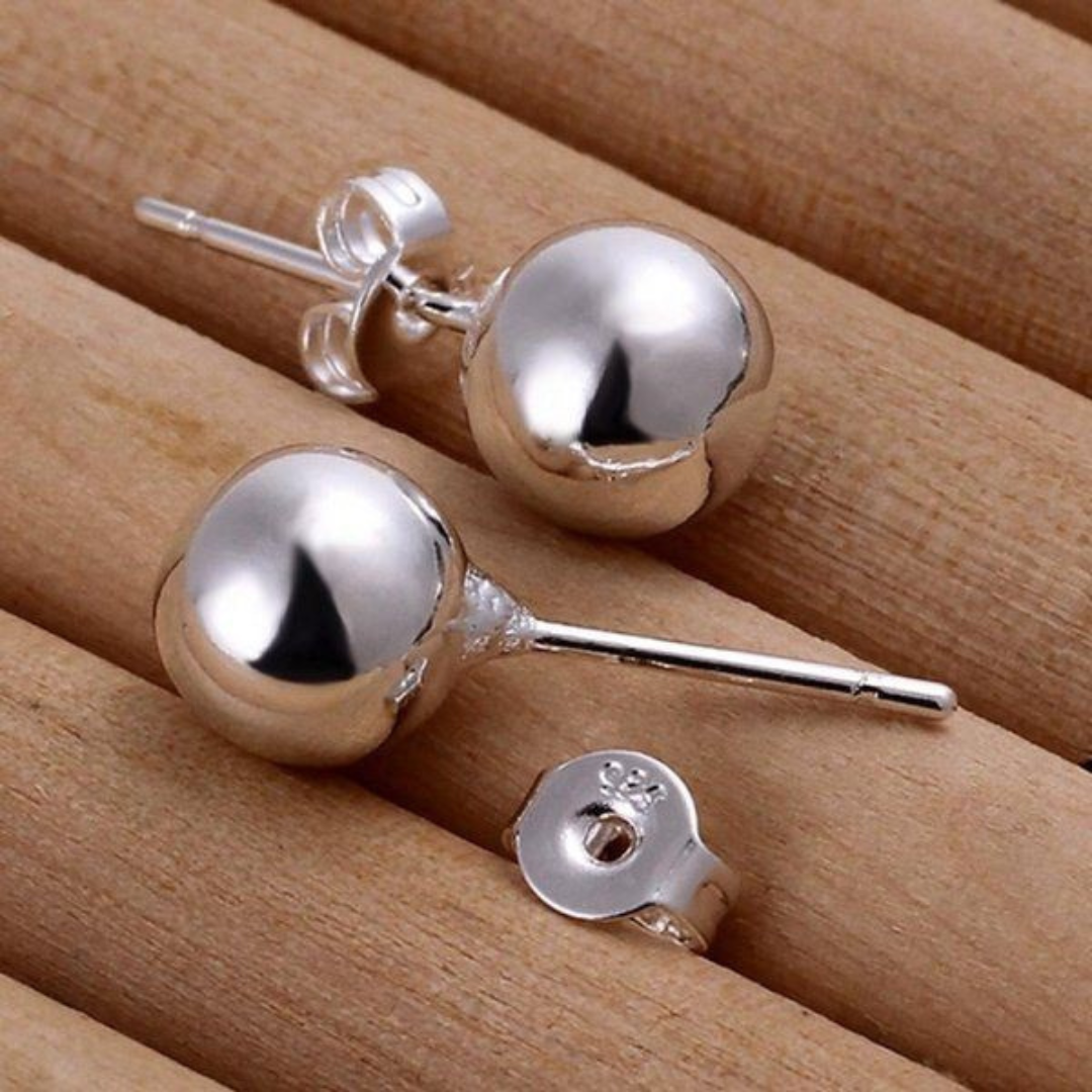 Aretes Bola Grande Mujer Plata925 Brillo Encanto