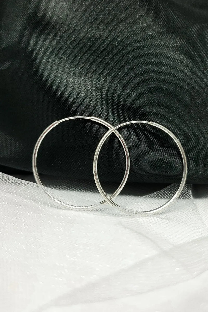 Aretes Candongas Aros Medianos Mujer En Plata 925 Italiana Brillo Encanto