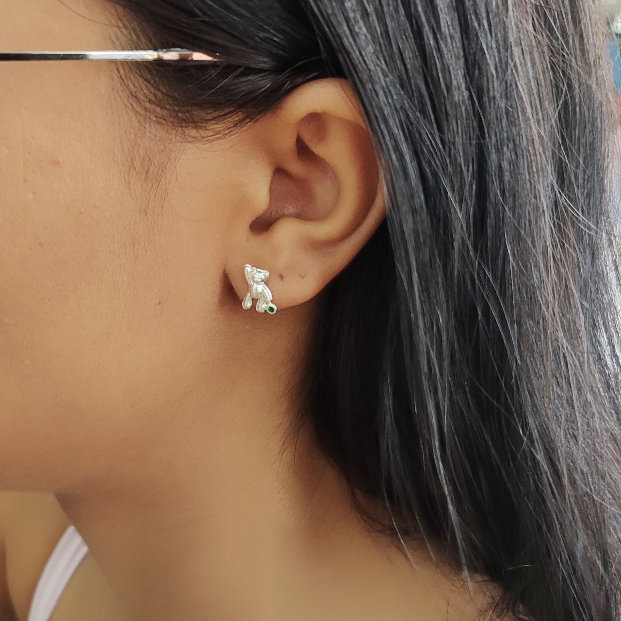 Aretes Topos Con Rosca Seguridad Osos En Plata 925 Italiana Brillo Encanto