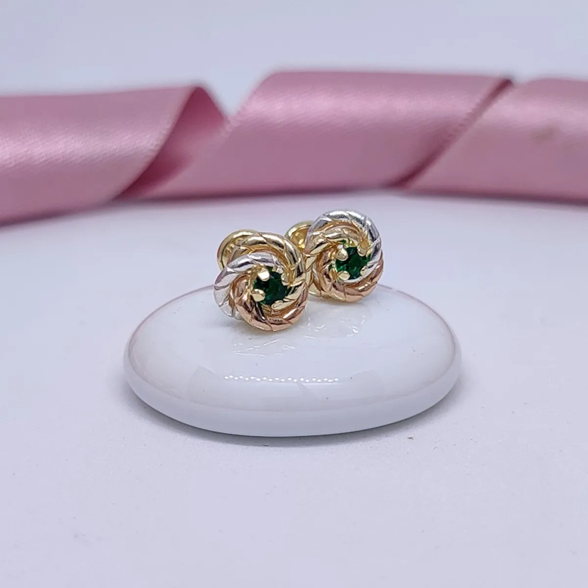 Aretes Topos Dama Mujer 3 Oros Laminado 18k Anti alergénicos Brillo Encanto