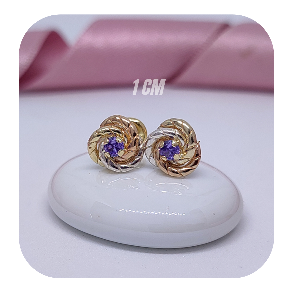 Aretes Topos Dama Mujer 3 Oros Laminado 18k Anti alergénicos Con Rosca De Seguridad Brillo Encanto