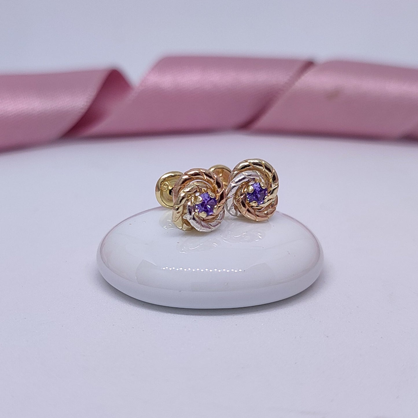 Aretes Topos Dama Mujer 3 Oros Laminado 18k Anti alergénicos Con Rosca De Seguridad Brillo Encanto