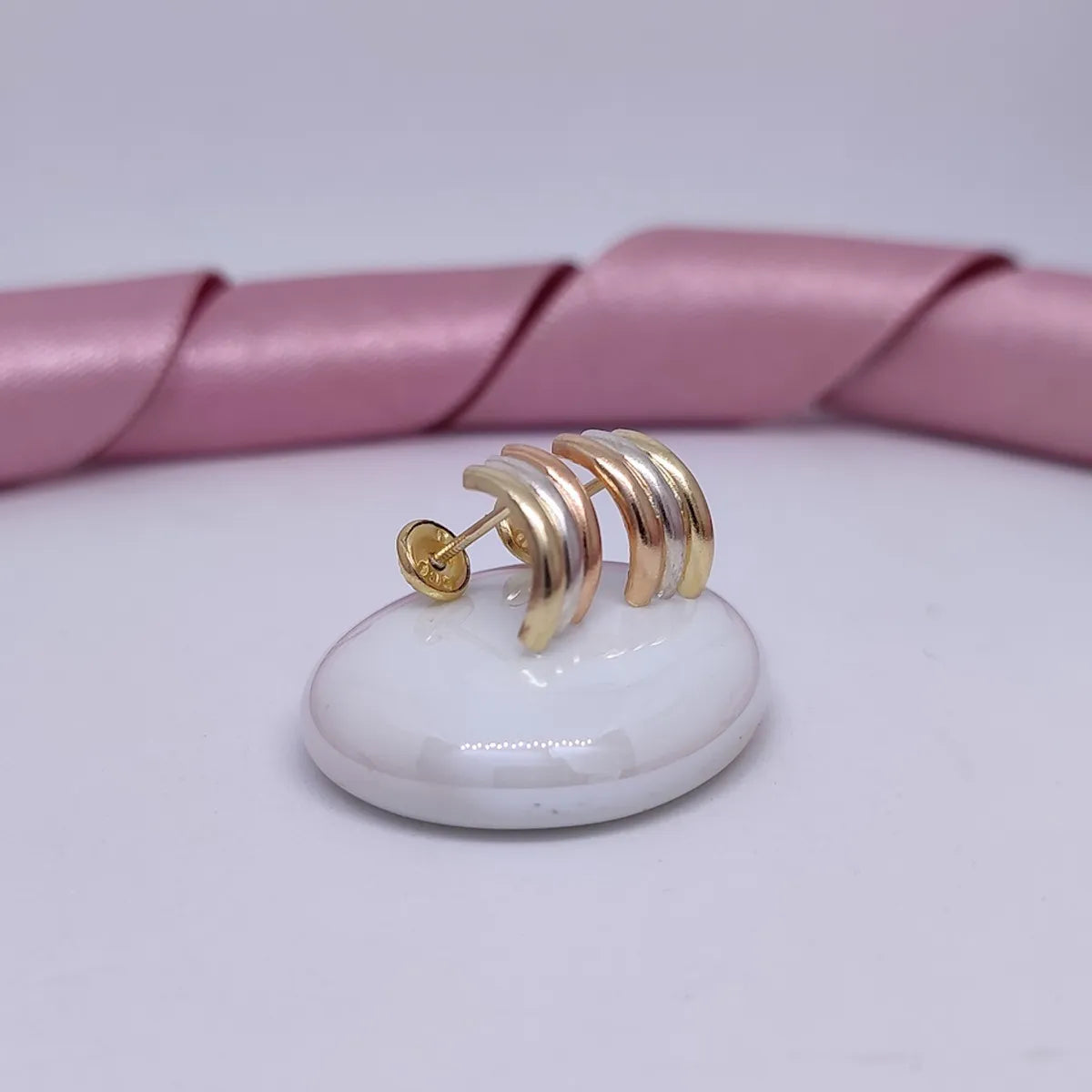 Aretes Topos Mujer Anti alergénicos En 3 Oros Laminado 18k Brillo Encanto