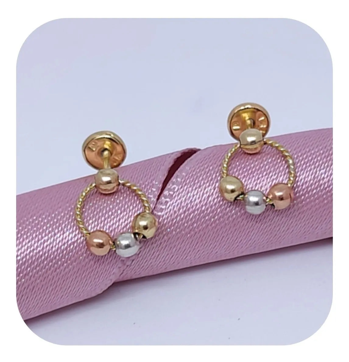 Aretes Topos Mujer Niña 3 Oros Laminado 18k Anti alergénicos Brillo Encanto