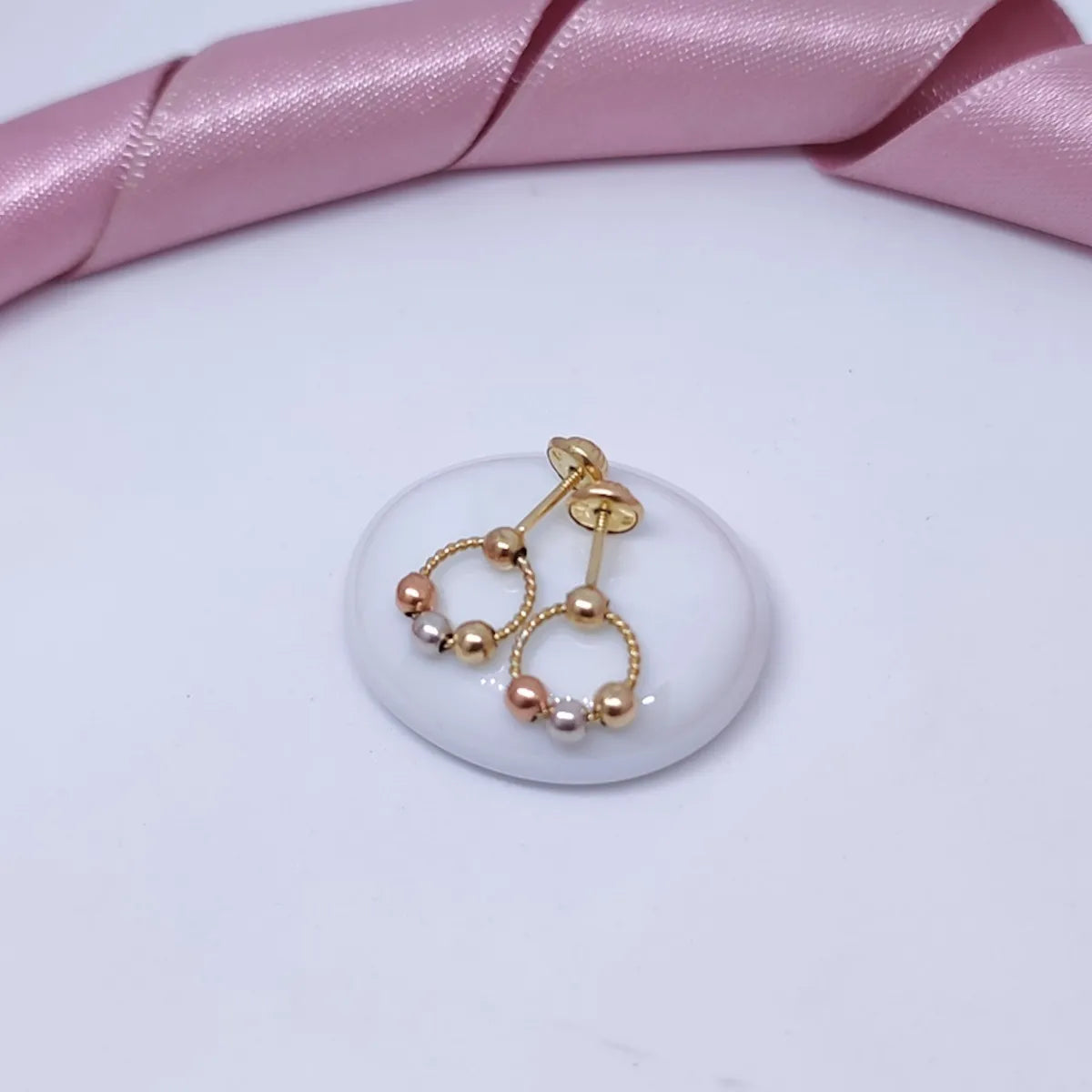 Aretes Topos Mujer Niña 3 Oros Laminado 18k Anti alergénicos Brillo Encanto
