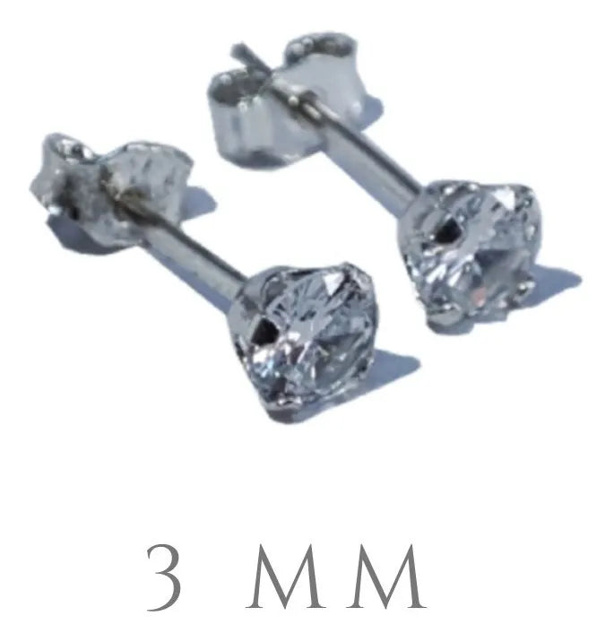 Aretes / Topos / Piercing Unisex En Plata 925 Italiana 3mm Brillo Encanto