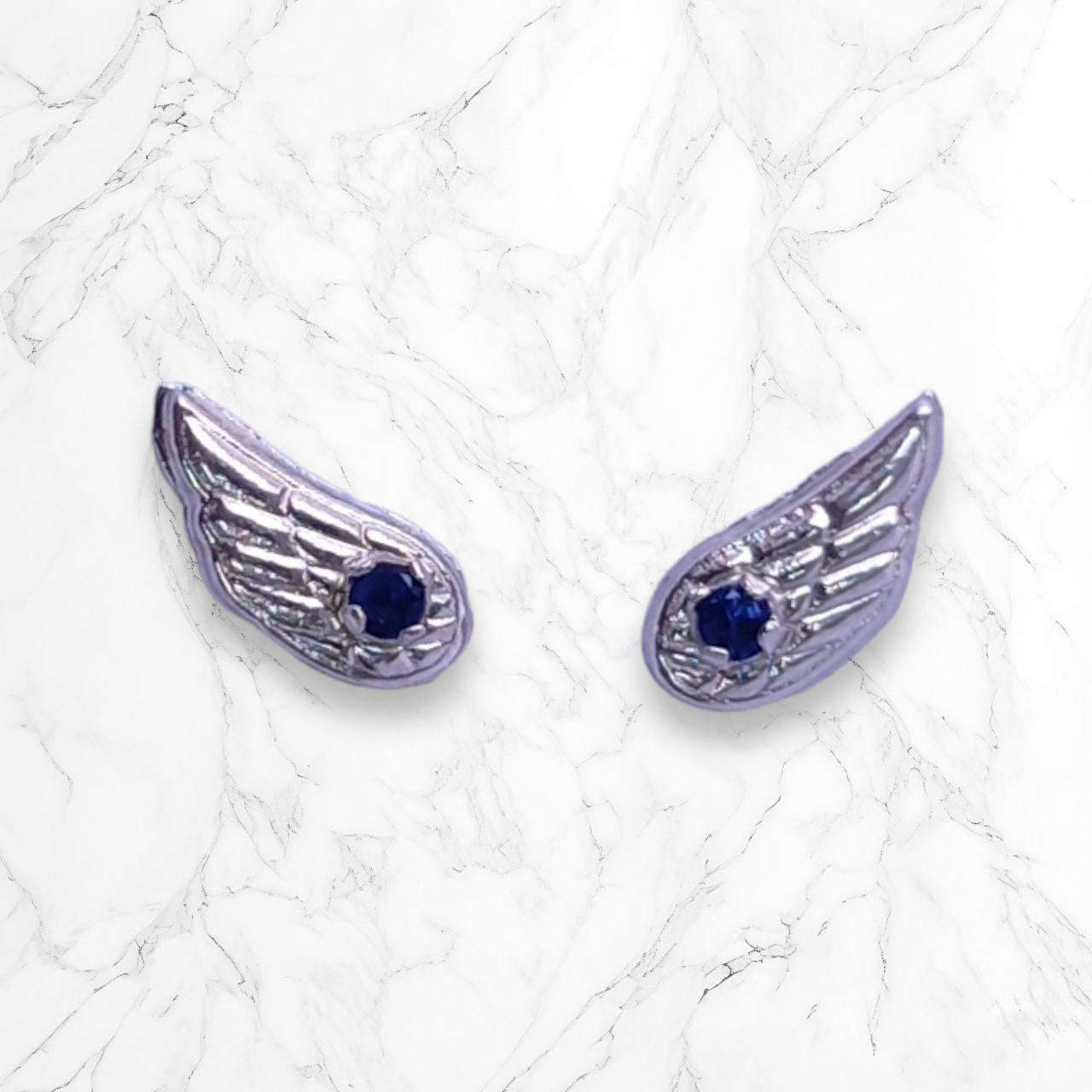 Aretes Topos Rosca Seguridad Alas En Plata 925 Italiana Brillo Encanto