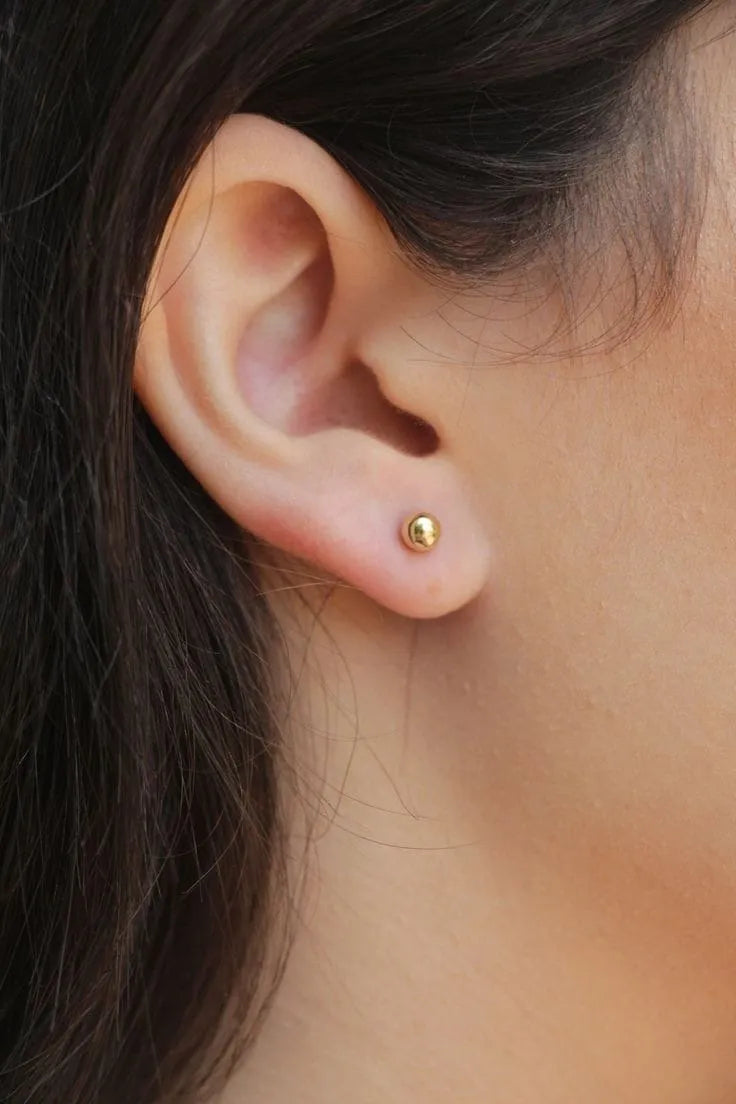 Aretes Topos Seguridad Niña O Mujer 5 MM Oro Laminado 18k Brillo Encanto