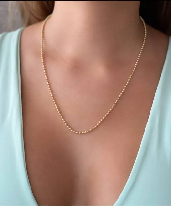 Cadena Collar Militar De Mujer En Oro 18k Laminado Brillo Encanto