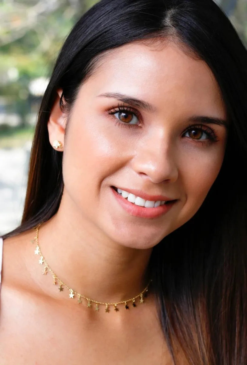 Cadena Collar Mujer Estrellas Minimalista Oro 18k Laminado Brillo Encanto