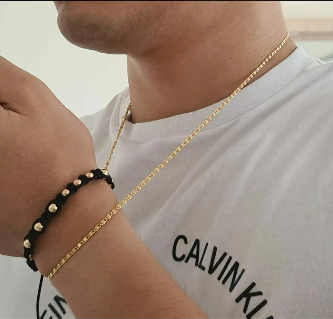 Cadena Hombre En Oro Laminad 18k De 65 Cm, Durabilidad De Por Vida Brillo Encanto