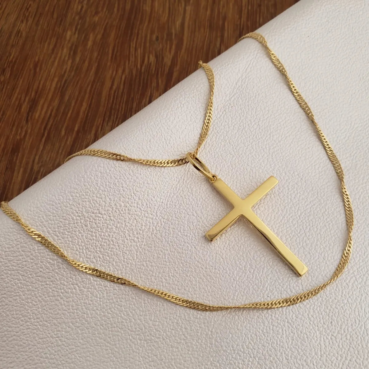 Cadena Hombre Singapur Elegante En Oro Laminado 18k Brillo Encanto