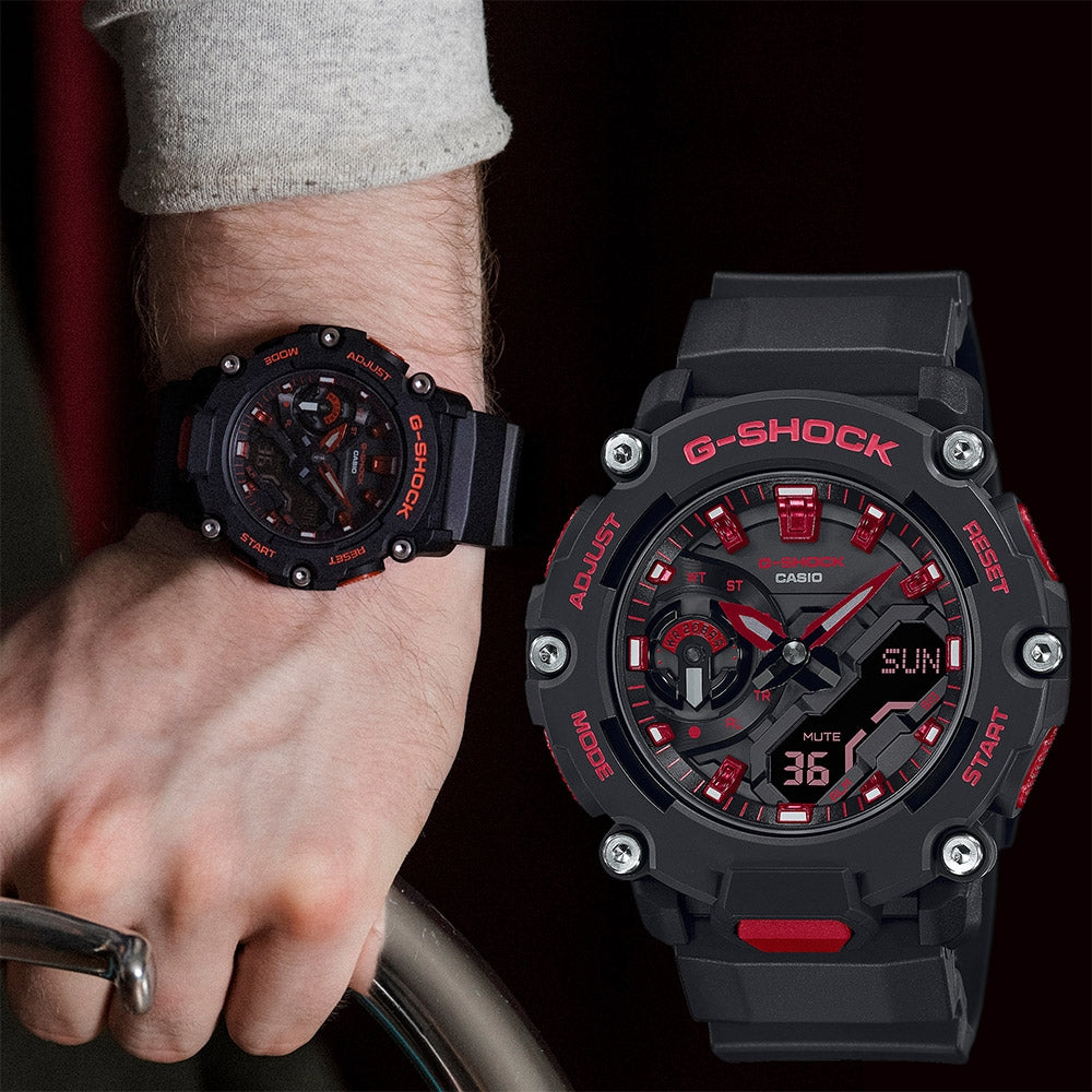 Casio G-shock Hombre Deportivo Sumergible Con Brújula GA-2200BNR-1ADR Brillo Encanto